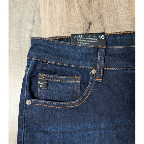 NWT Lucky & Blessed Blue Jeans Size 16 Flare Fit Distressed Stretch Slimming - Picture 7 of 12